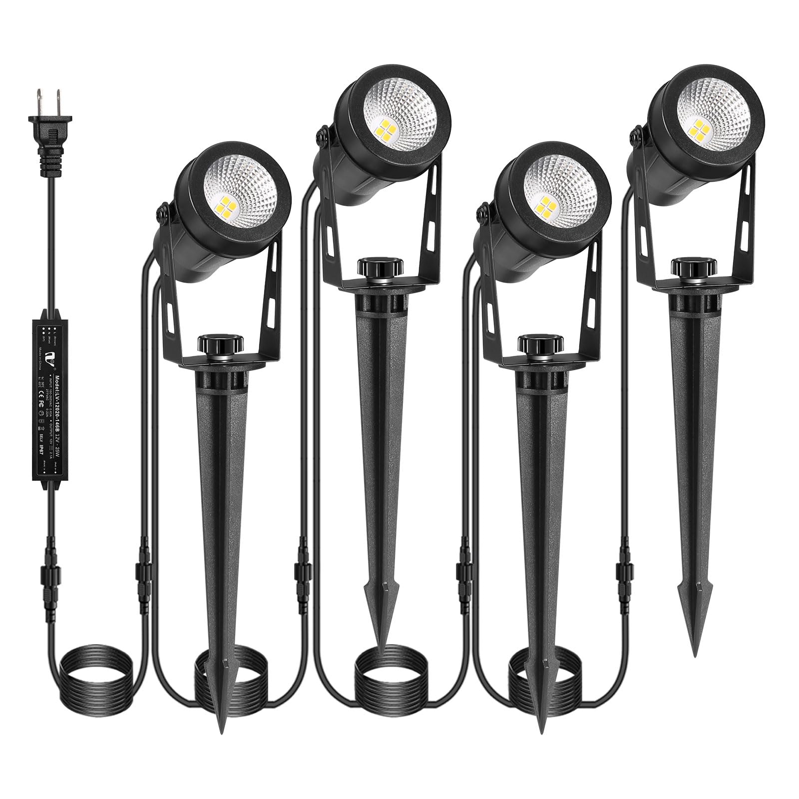 IRISECO outdoor spotlights 4-pack brighten pathways for safer nighttime navigation.