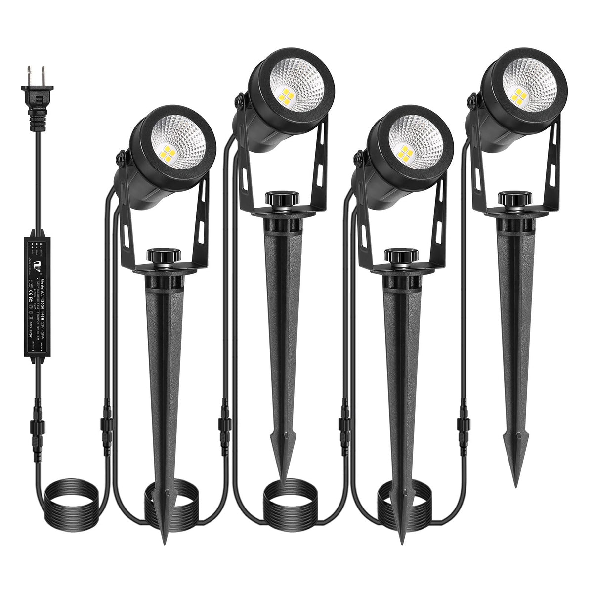 IRISECO outdoor spotlights 4-pack brighten pathways for safer nighttime navigation.