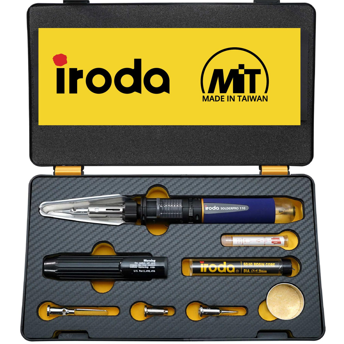 IRODA SolderPro 110 iron ready for precise electronics soldering on tight boards.