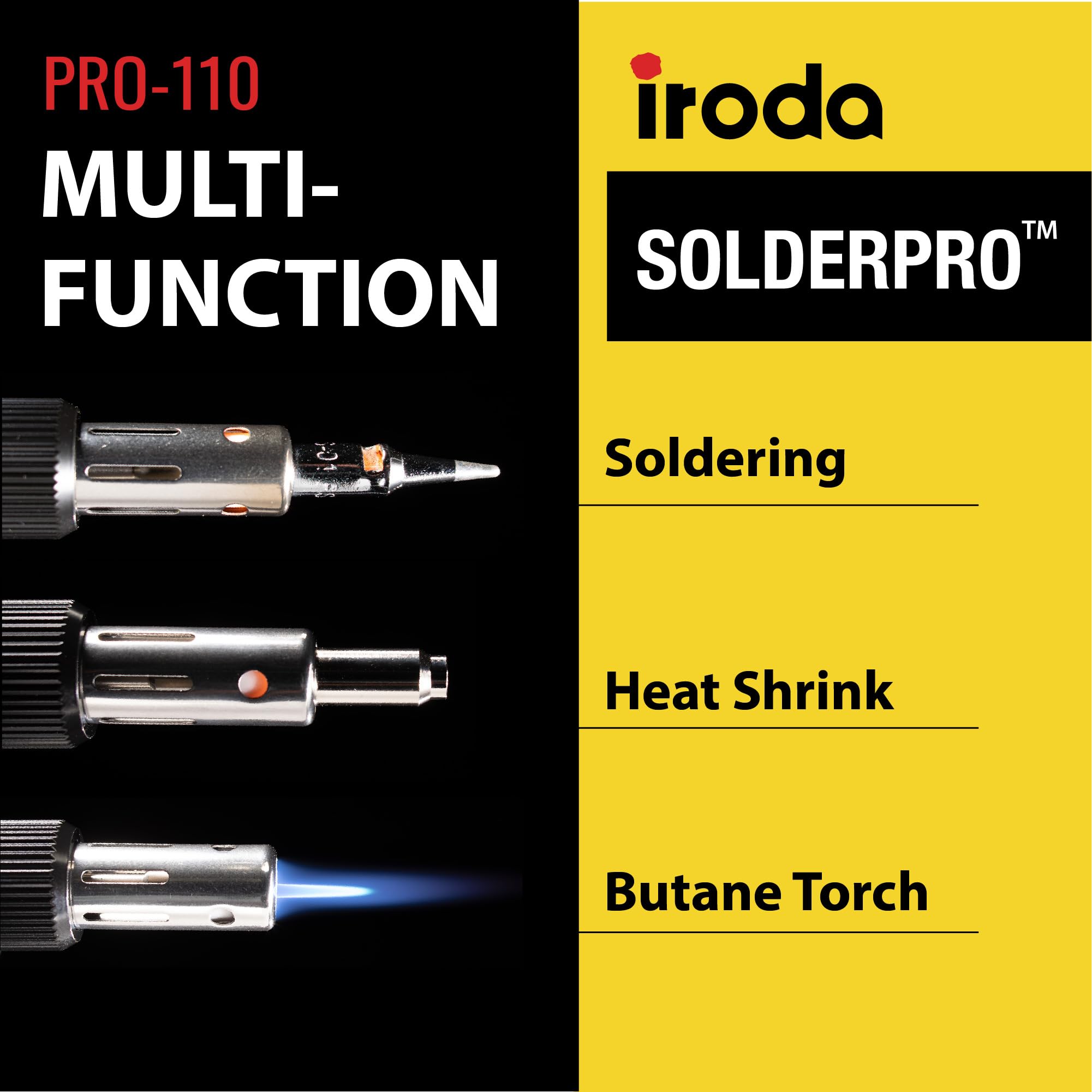 IRODA SolderPro 110 chisel tip for broader solder fills.