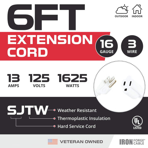 IRON FORGE CABLE 16AWG SJTW jacket resists moisture and sun exposure.