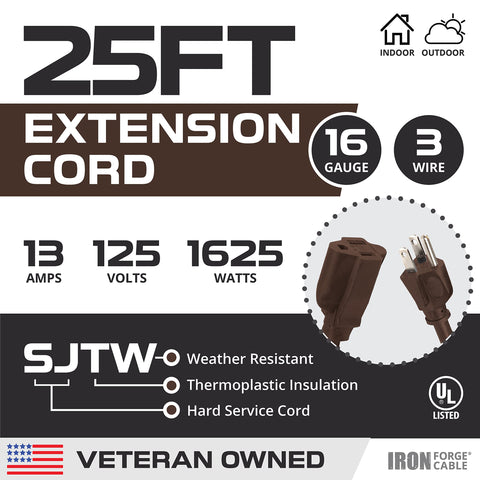 Iron Forge Cable 16awg-solid-wire-brown-extension emphasizes robust core for demanding tasks.