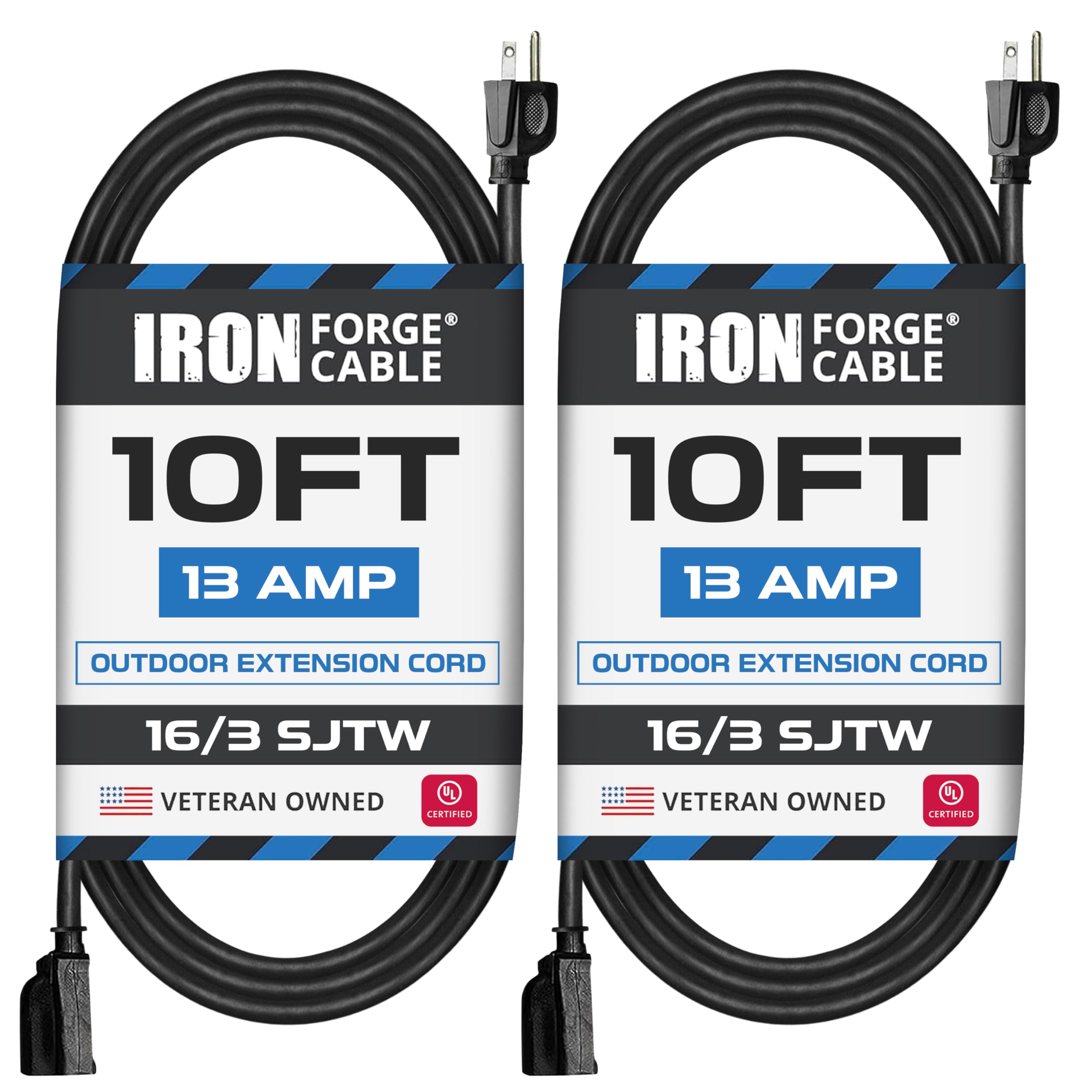 IRON FORGE CABLE 2-pack 10ft extension cord for outdoor use