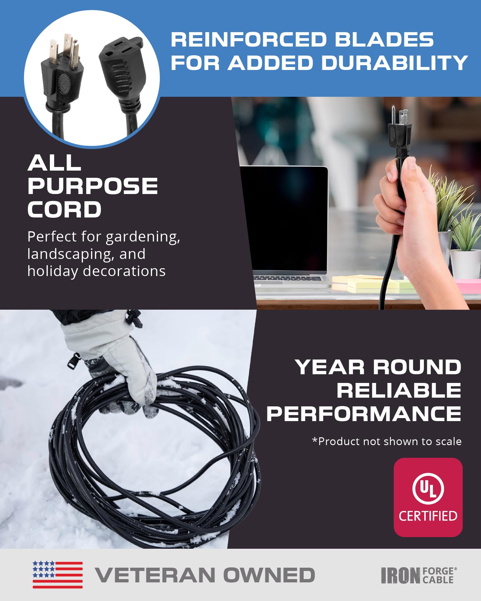 Iron Forge Cable 25 ft cord blends into decor with black finish.