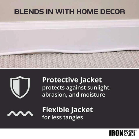 IRON FORGE CABLE 3-prong design ensures a secure, grounded connection outdoors