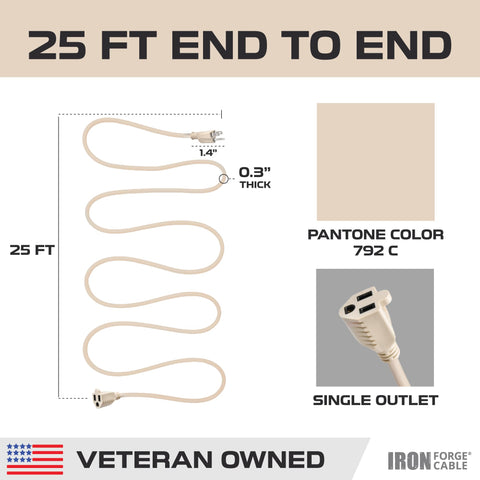 Iron Forge Cable three-prong grounded cord for reliable power supply.
