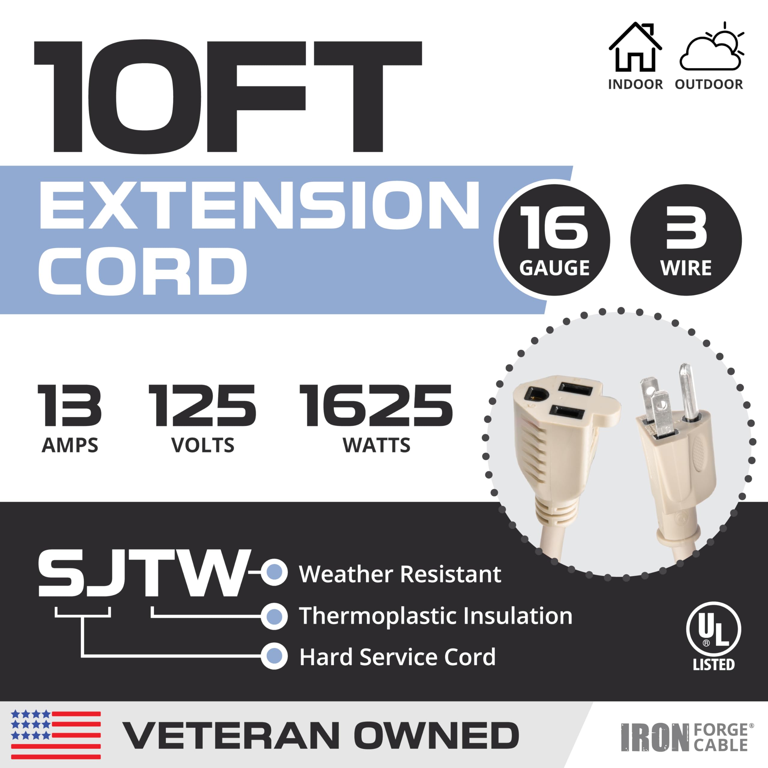 Iron Forge Cable light brown cord blends with deck and patio spaces.