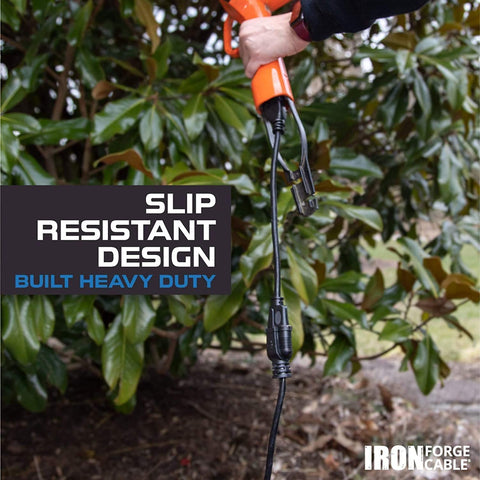 Iron Forge Cable oil resistant extension cord withstands oil exposure on jobsites.