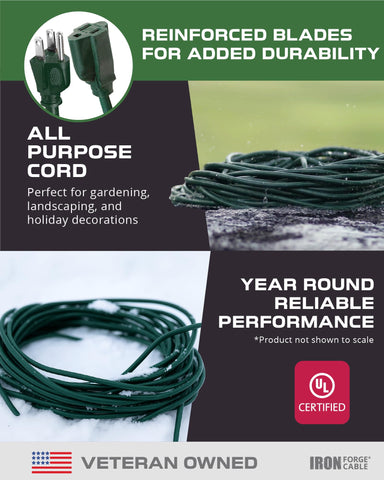 Iron Forge Cable 25 ft extension cord delivers dependable power across yards.