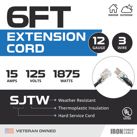 Iron Forge Cable SJTW 12/3 heavy-duty cord withstands weather for rugged jobs