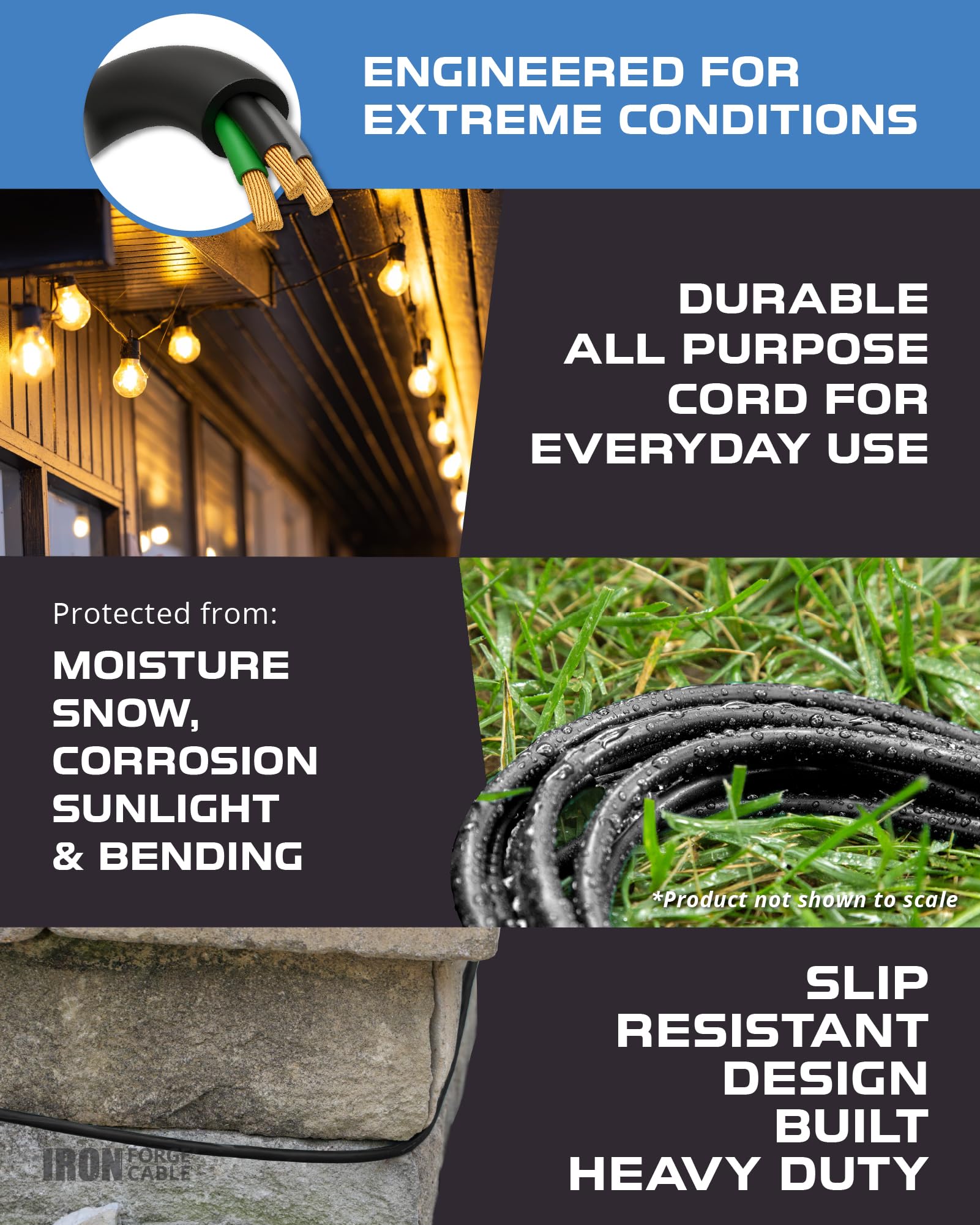 Iron Forge Cable UL certified extension cord for safe outdoor power