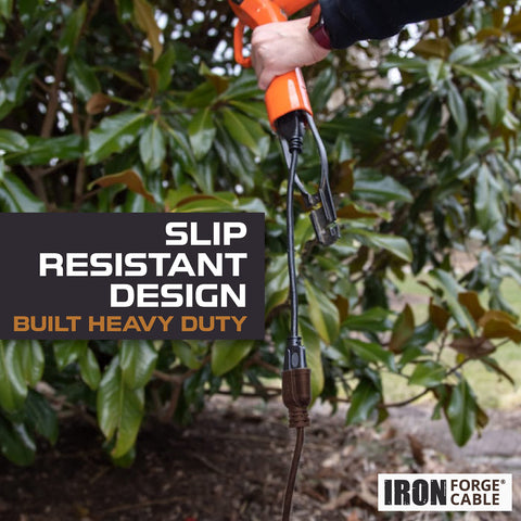 Iron Forge Cable ul-listed-25ft-brown-extension ensures safe outdoor power.