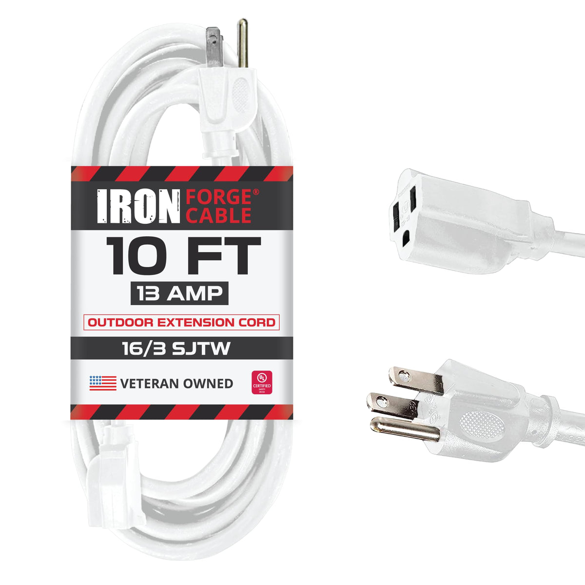 IRON FORGE CABLE weatherproof extension cord 10 ft with nickel-coated blades for reliable outdoor power