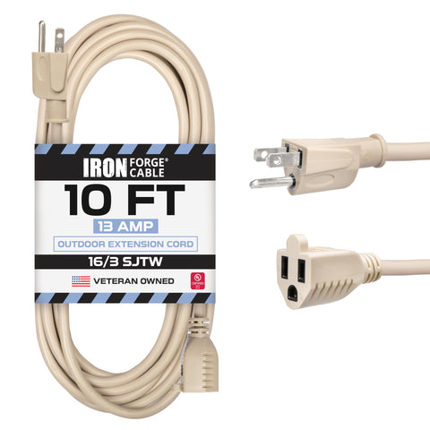 Iron Forge Cable weatherproof extension cord 10 ft for outdoor power needs.
