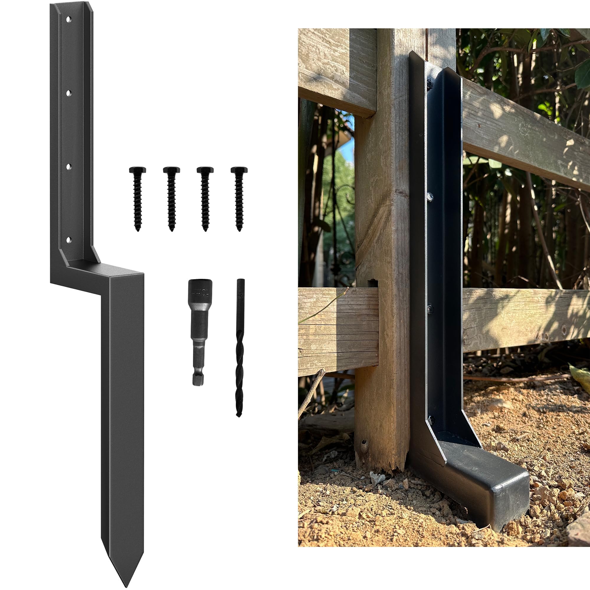 IRONBABE fence post anchor stake closeup showcases durable galvanized steel for sturdy outdoor support.