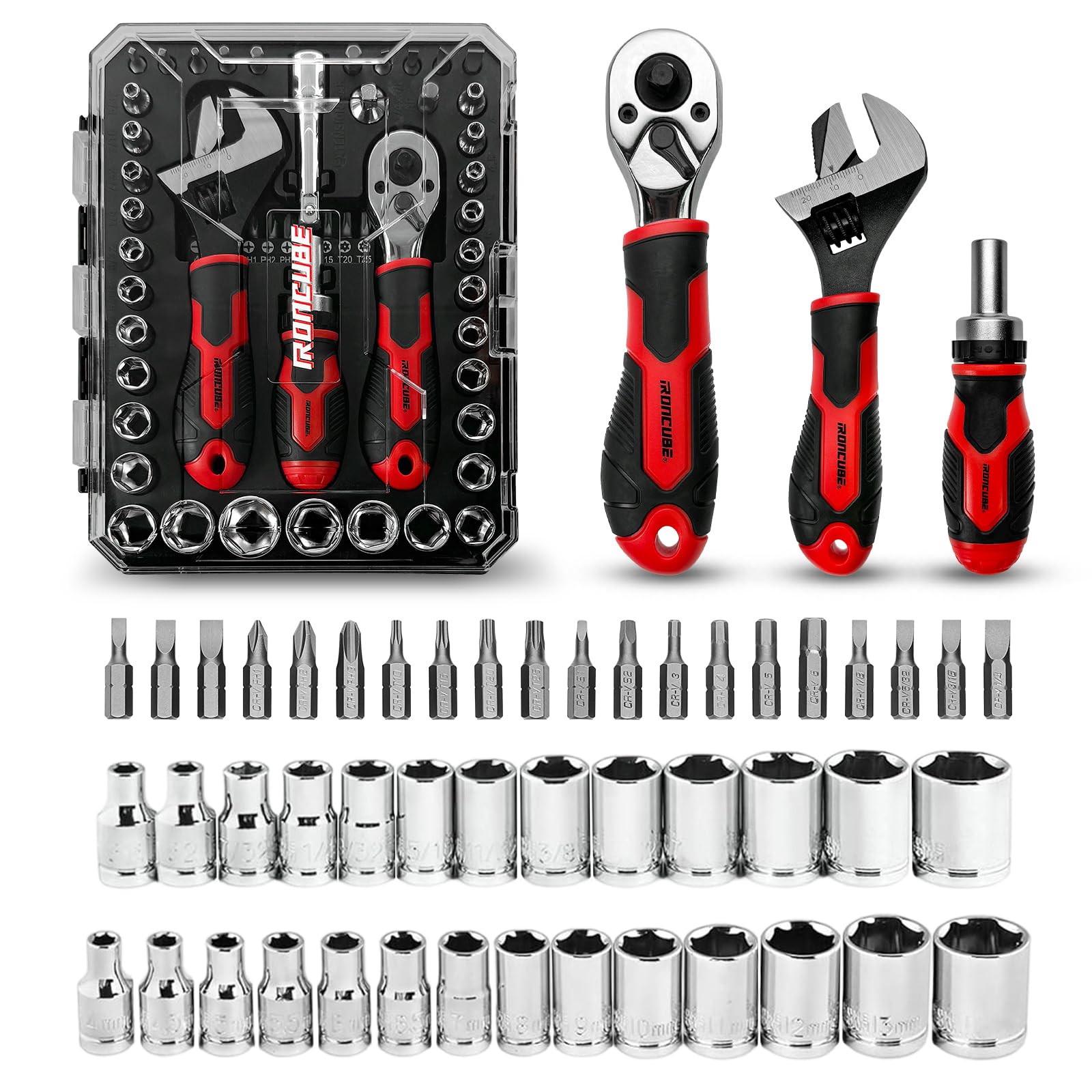 ironcube 53-piece socket set in case for quick garage access