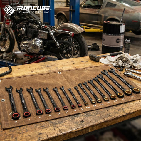 Ironcube wrench set close-up of 72-tooth ratchet for fast turning