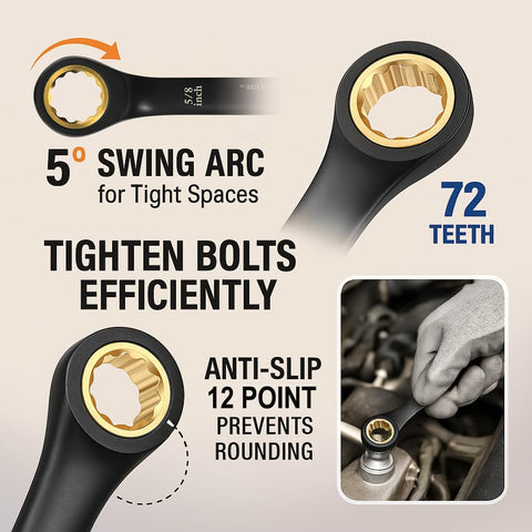Ironcube wrench set with black matte finish resisting grime in the garage