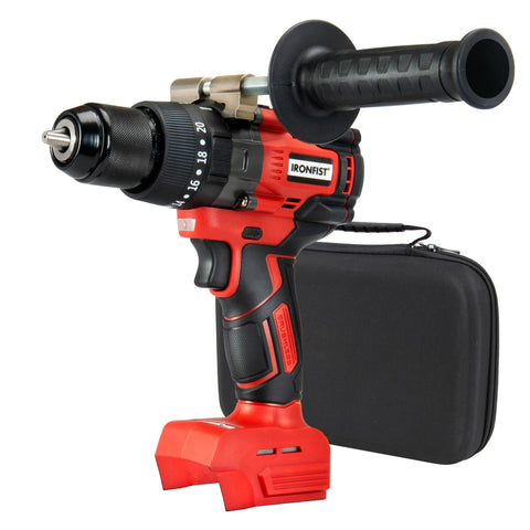 IRONFIST cordless drill showing Milwaukee M18 battery compatibility in action
