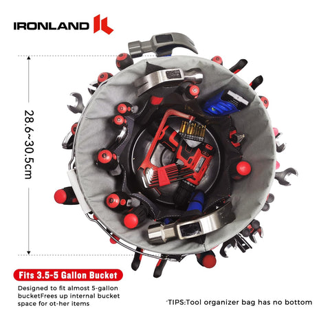 IRONLAND bucket tool caddy designed for sturdy performance on construction sites
