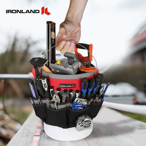 IRONLAND red and black design enhances visibility while tools stay secure
