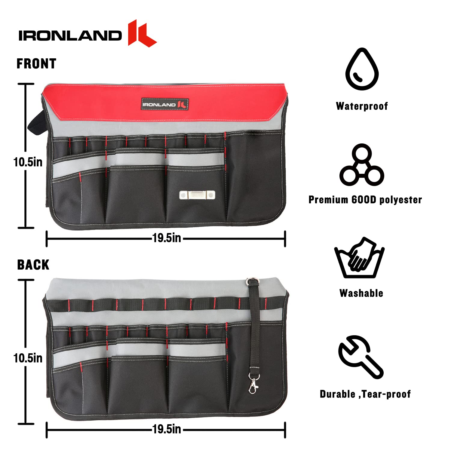 IRONLAND durable, waterproof organizer withstands outdoor work and dirt