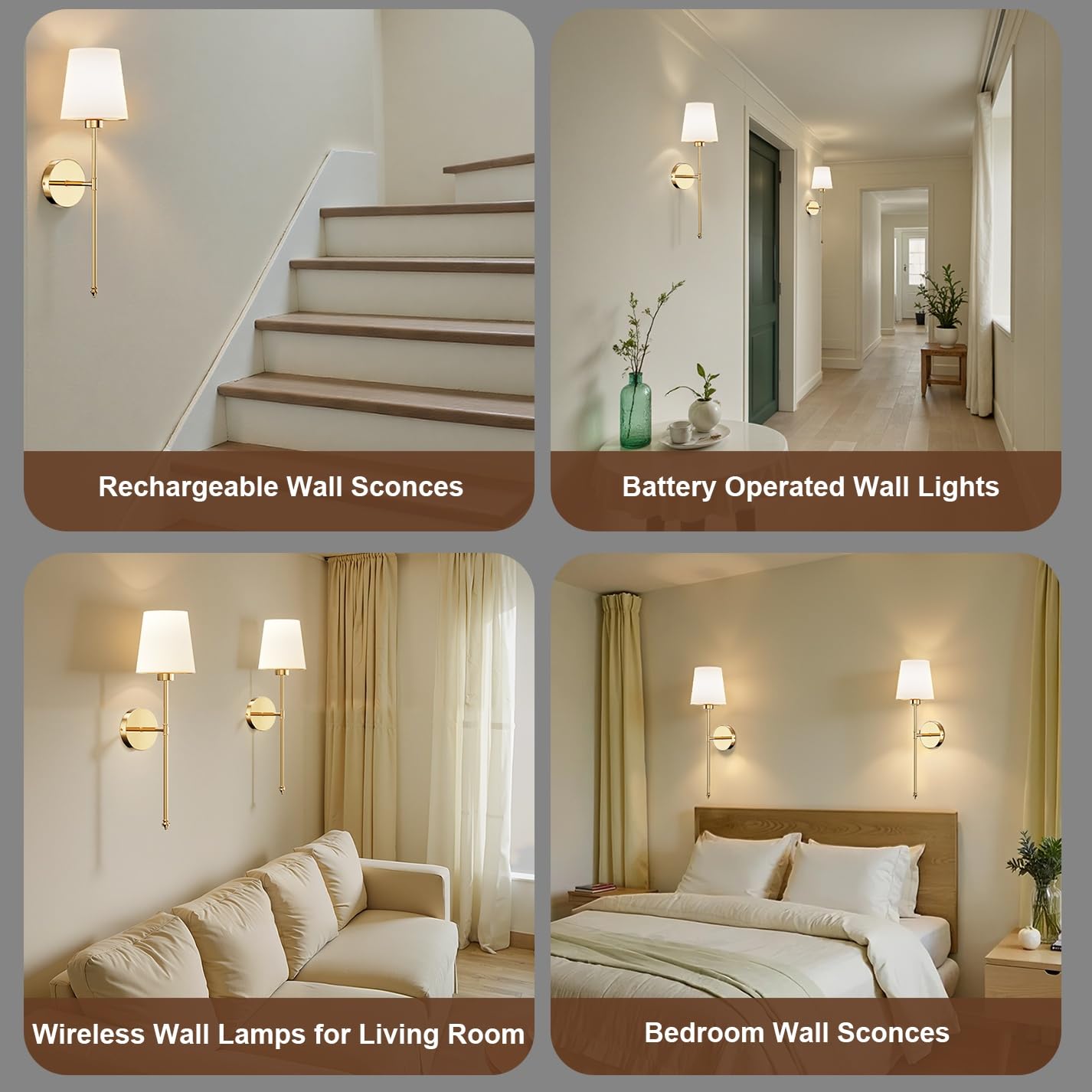 Rechargeable 5200mAh battery inside each IRONPAX sconce.