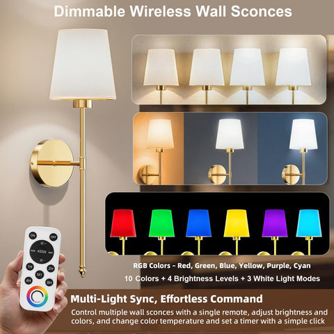 Remote controls for IRONPAX sconces enabling easy dimming and color changes.