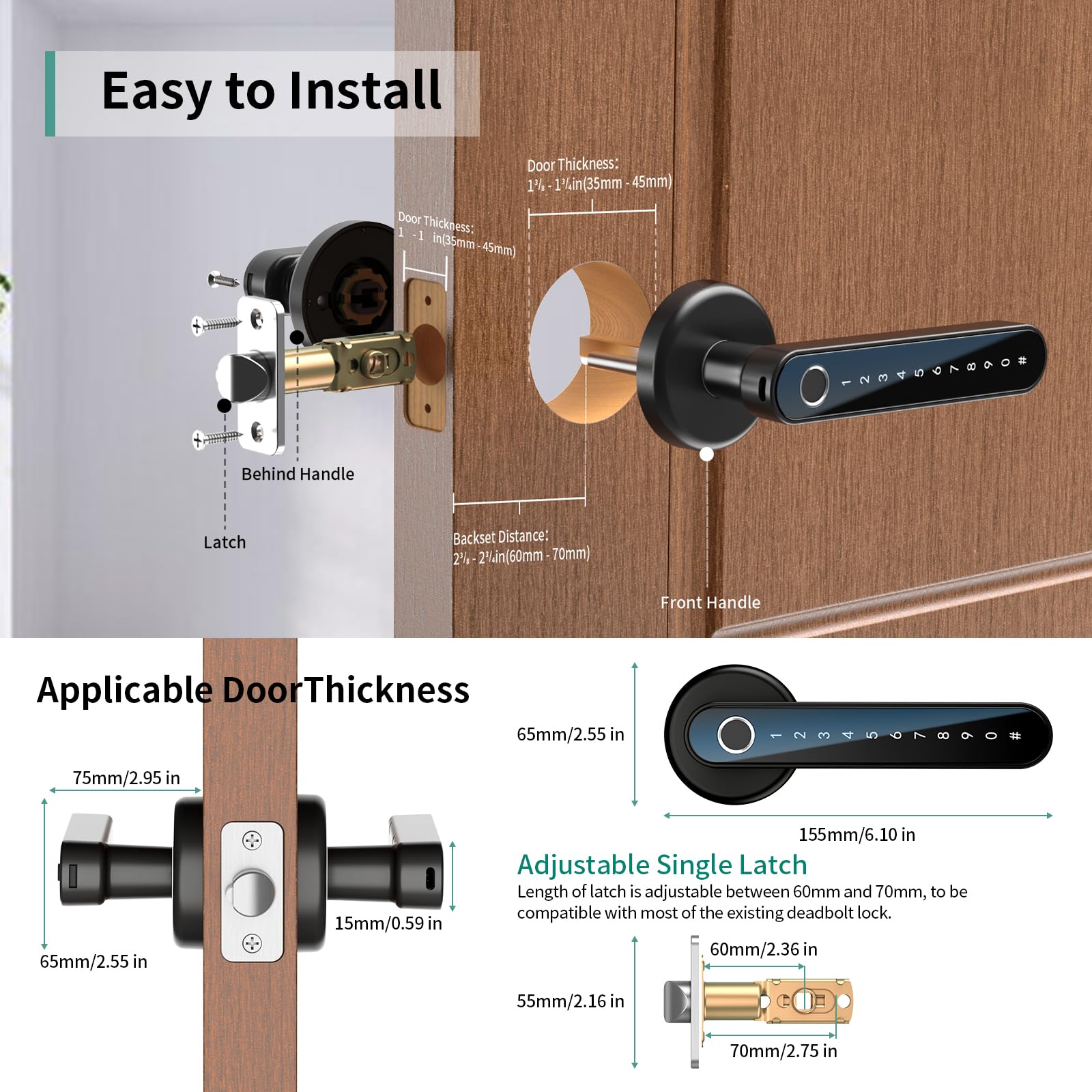 IRONZON door lock handle installation highlights sleek all-metal design.