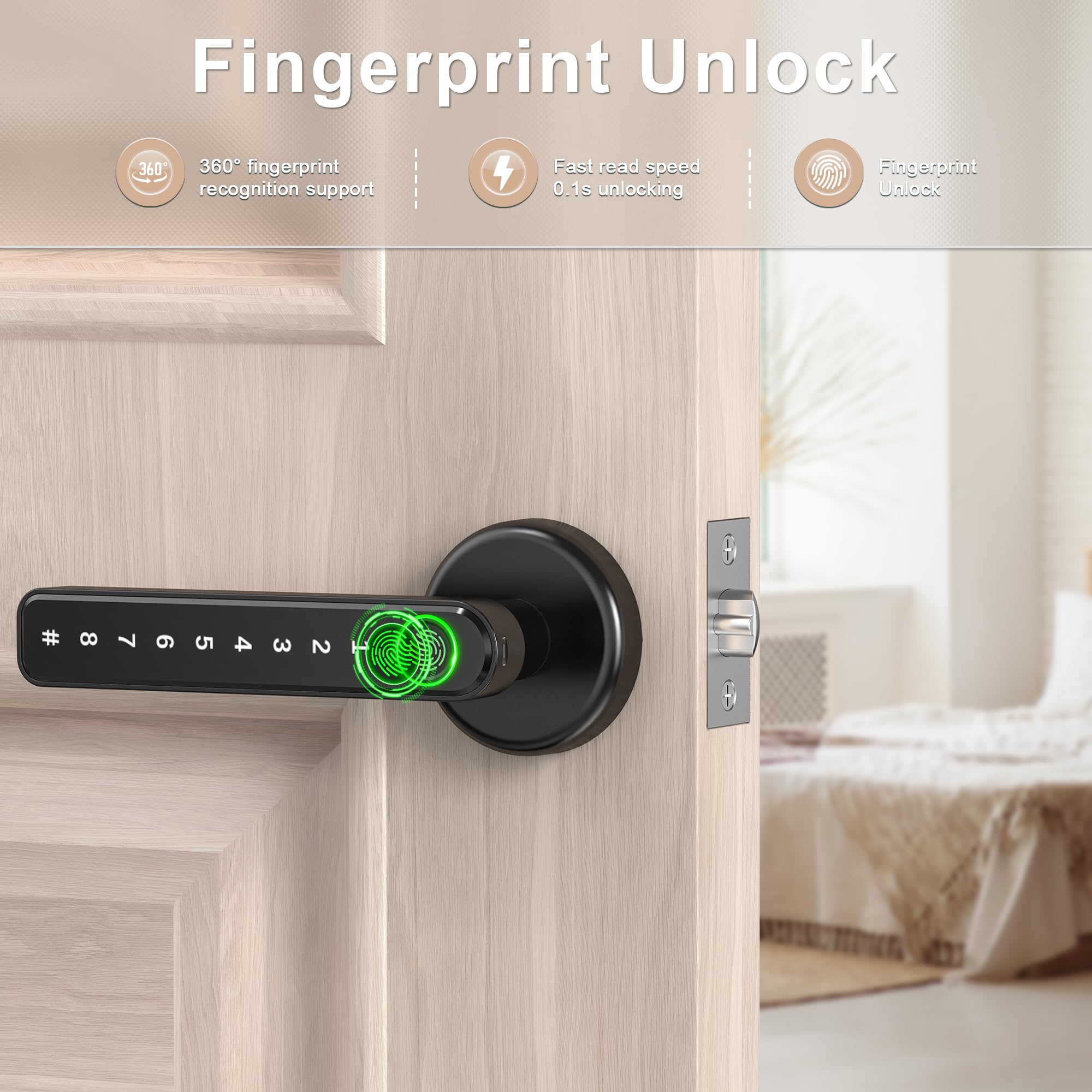 IRONZON fingerprint door lock keypad entry enables secure, fast entry