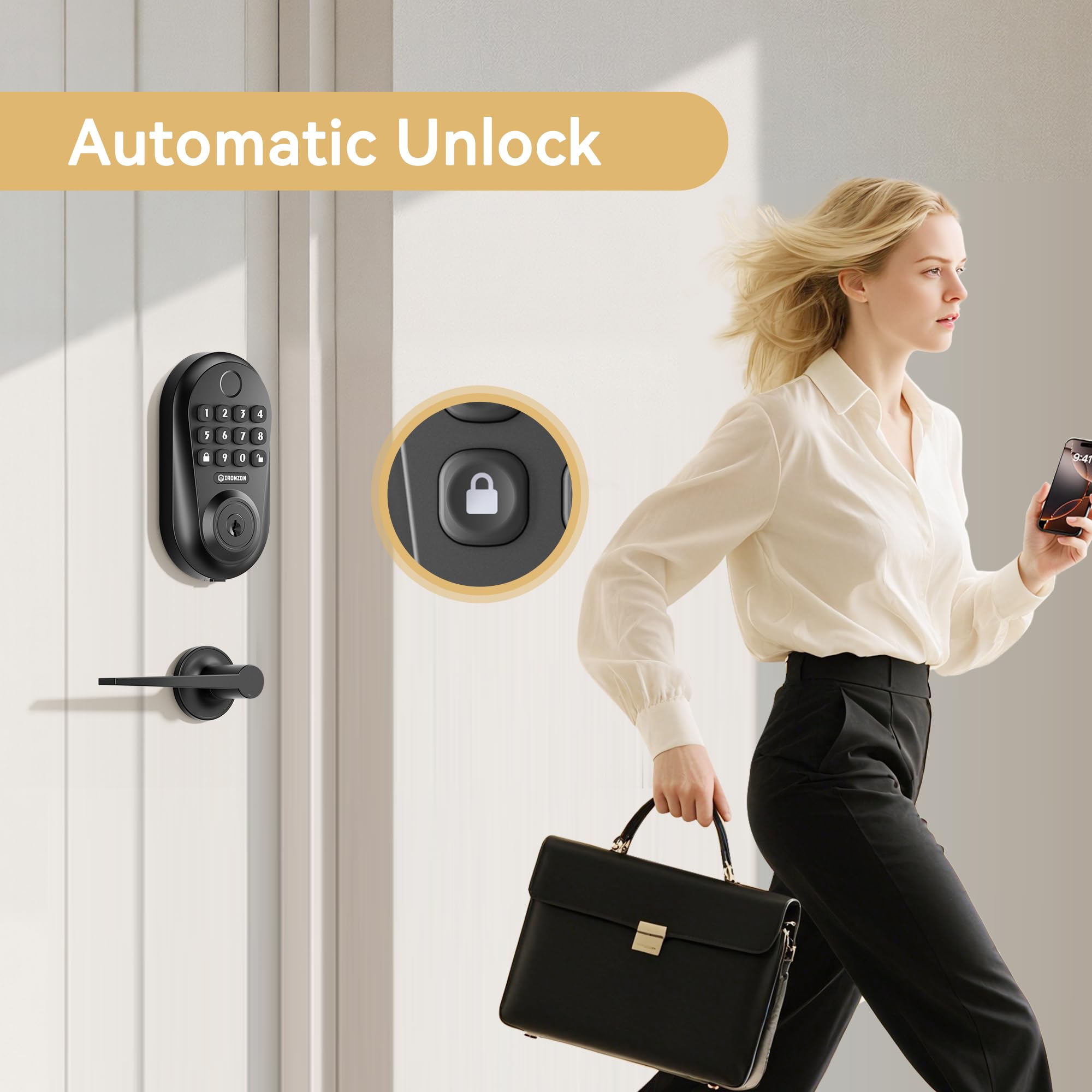 IRONZON installation steps guide illustrating a no-locksmith setup in minutes.