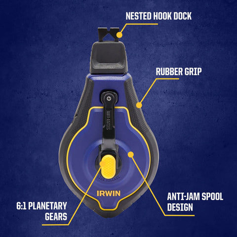 IRWIN chalk line hi-tensile 100 ft line ready for rough surfaces on the job.