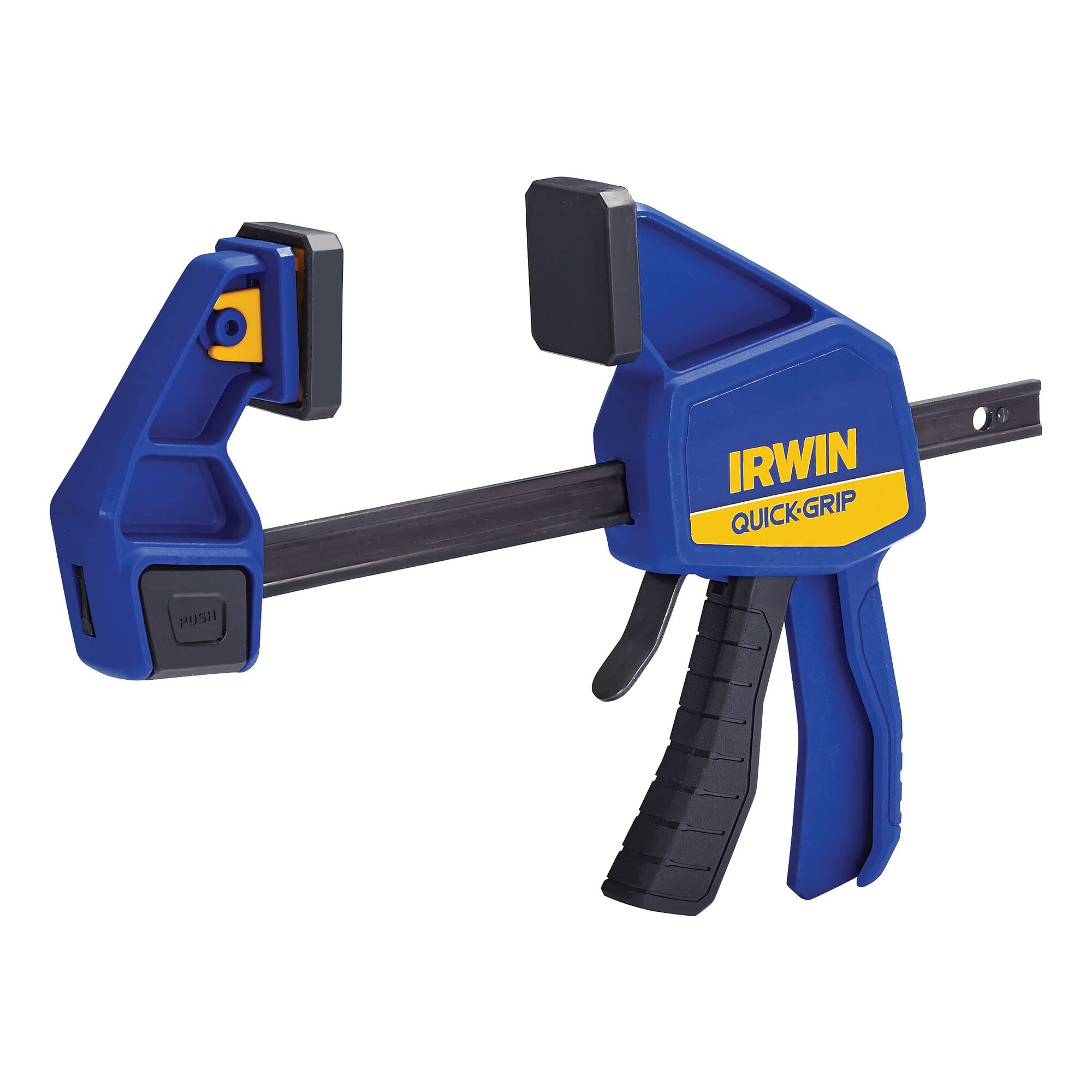 IRWIN Quick-Grip bar clamp spreader conversion enables wider tasks.