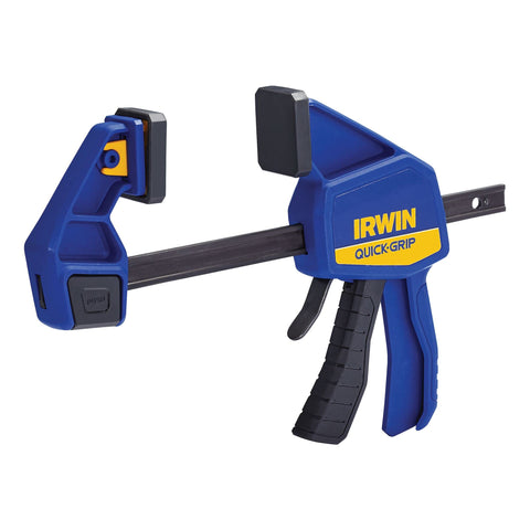 IRWIN Quick-Grip bar clamp spreader conversion enables wider tasks.