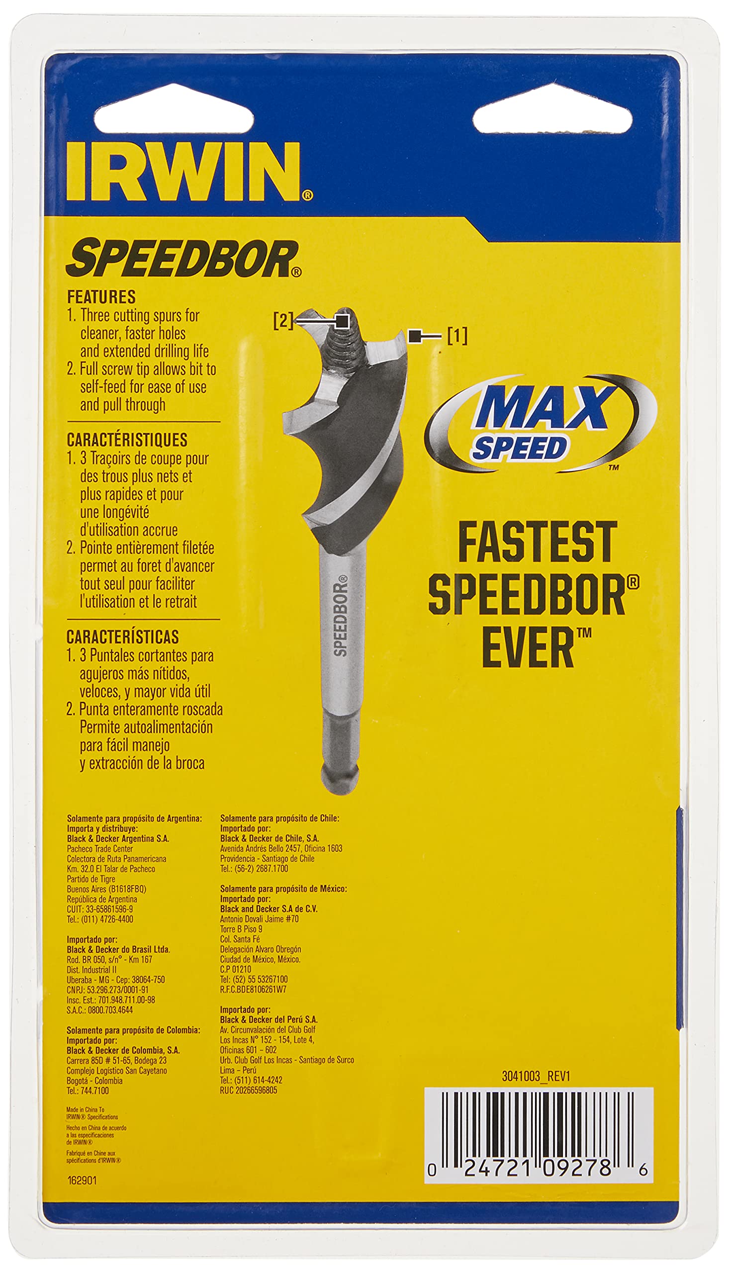 IRWIN Speedbor Max 1-inch bit delivers deep, accurate wood drilling.