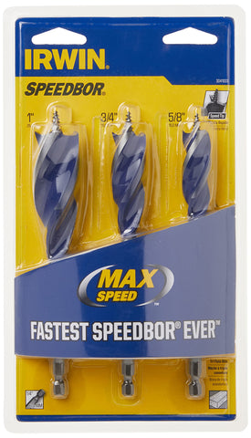 IRWIN Speedbor Max 3/4-inch bit with tri-flute design speeds chip ejection.