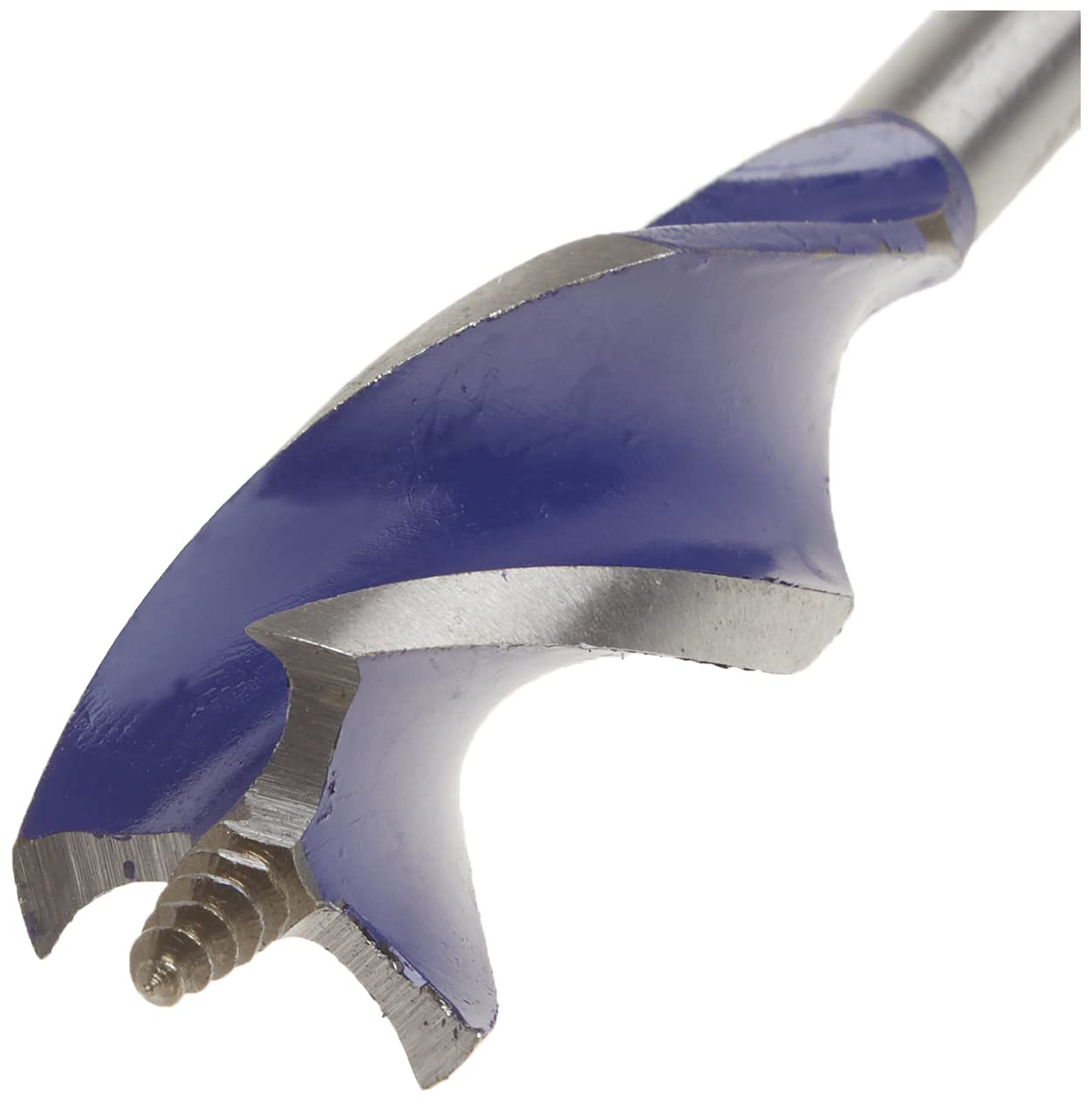 IRWIN Speedbor Max tri-flute design close-up for efficient chip removal.