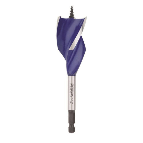 IRWIN Speedbor tri-flute design enhances chip removal for quicker holes.