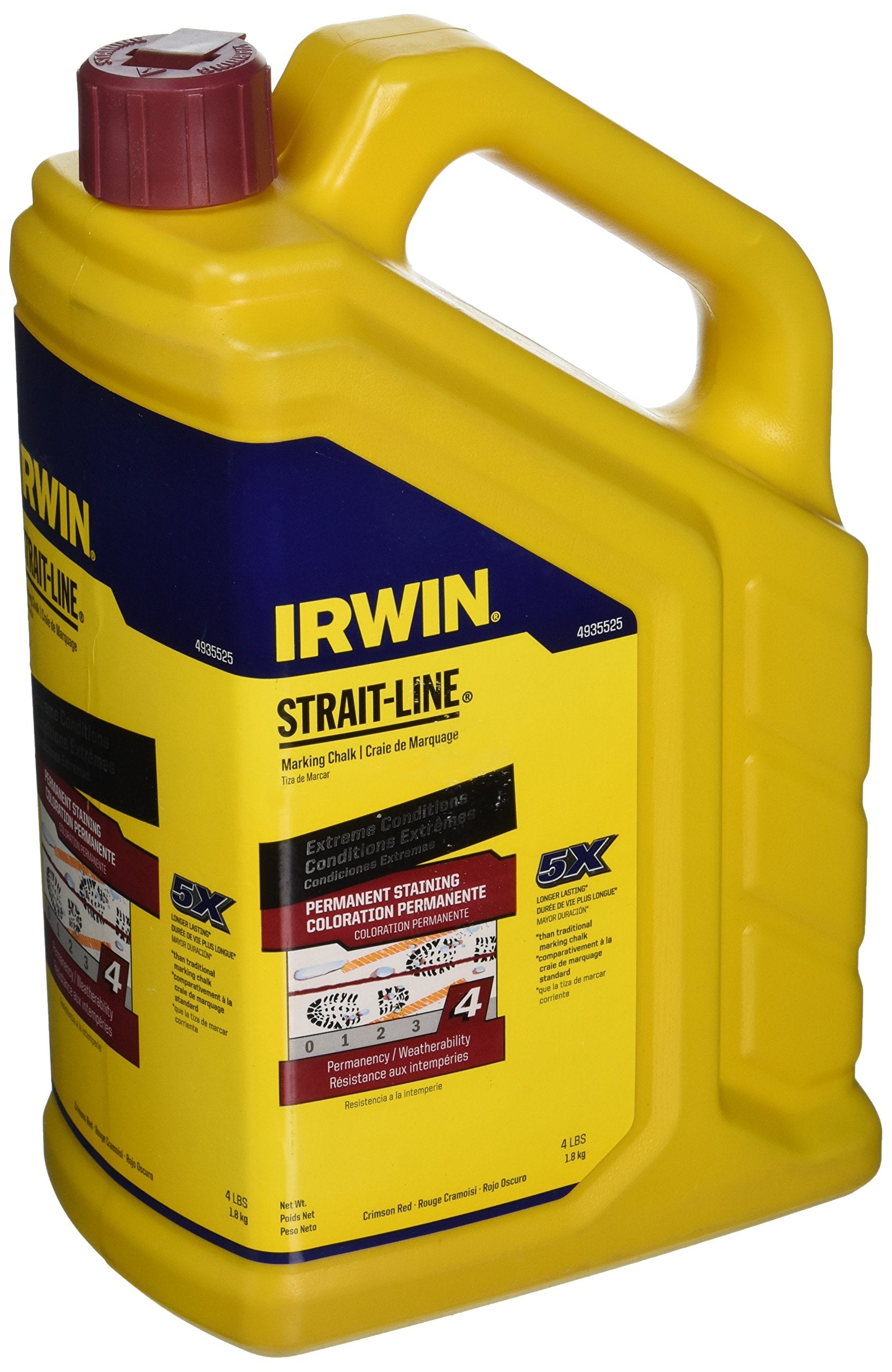 IRWIN STRAIT-LINE marking chalk bottle cap prevents spills and preserves quality.