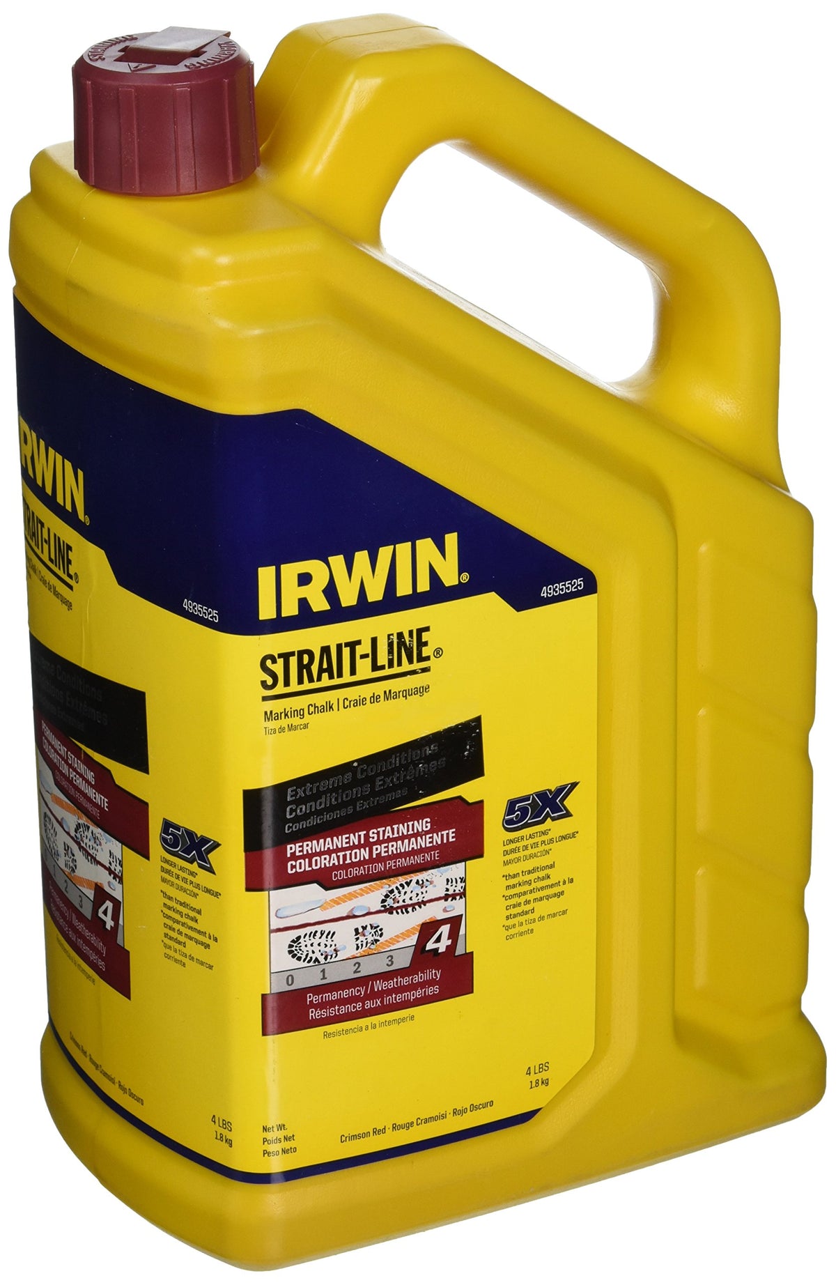IRWIN STRAIT-LINE marking chalk bottle cap prevents spills and preserves quality.