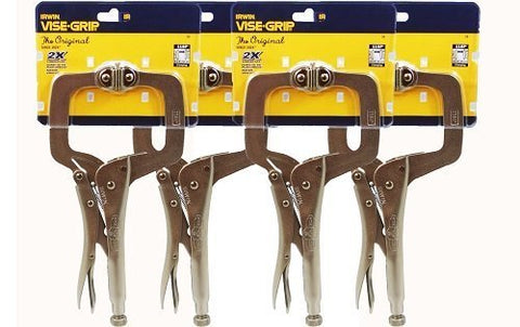 IRWIN Vise-Grip 11-inch locking clamp with swivel pads secures irregular workpieces.