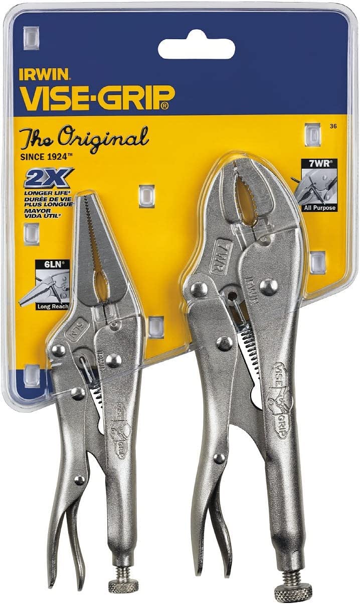 IRWIN Vise-Grip original locking pliers set with 7WR curved jaw and 6LN nose — versatile gripping.