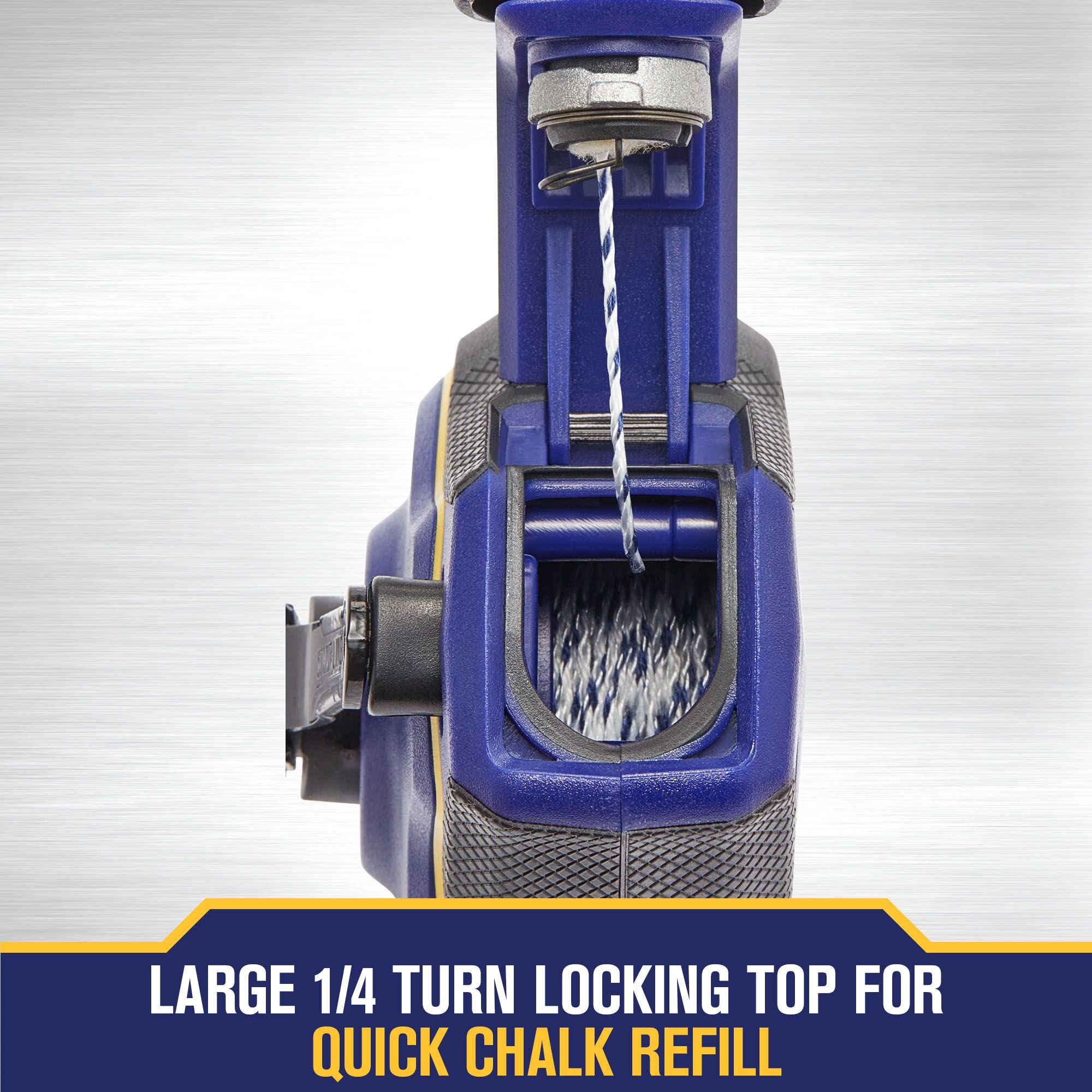 IRWIN wide-prong hook secures the chalk line during setup and use.