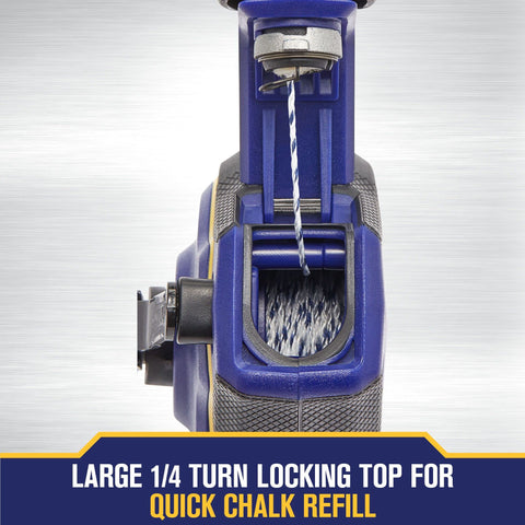IRWIN wide-prong hook secures the chalk line during setup and use.