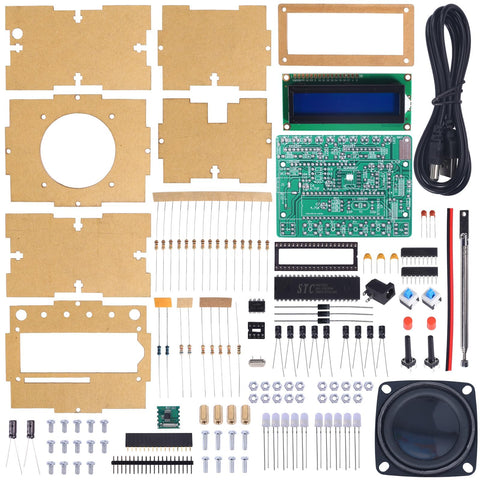 IS FM Radio Kit LCD1602 display shows frequency and status clearly.