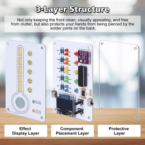 IS Soldering Project three-layer structure with PCBs and acrylic panel
