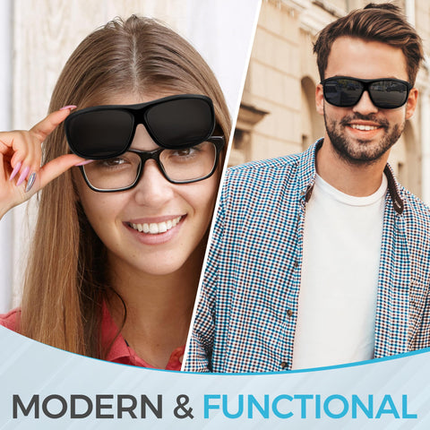isafety fit-over design fits over most glasses for easy use
