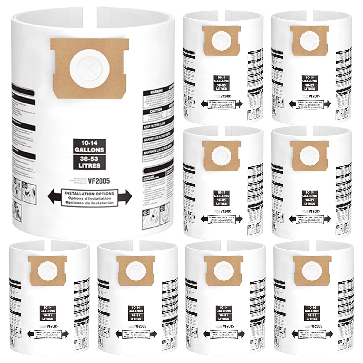 isinlive 8-pack packaging for 10-14 gallon vacuums, ready for quick swaps