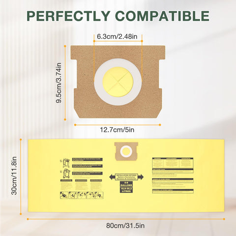 Isinlive Dewalt-compatible bags easy to replace in 5-8 gallon vacuums.