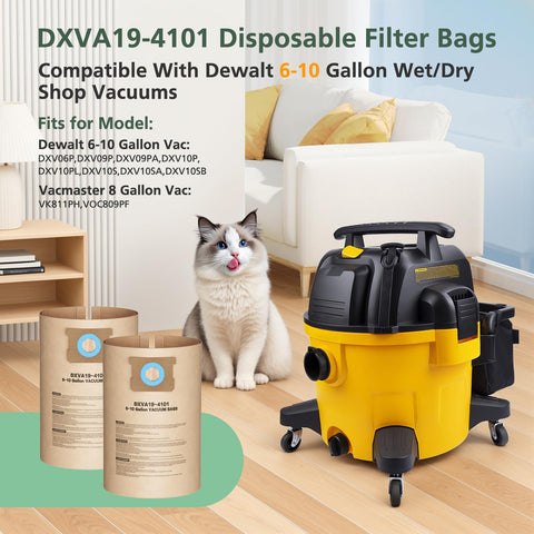 Isinlive DXVA19-4101 vacuum bags fit Dewalt 8-gal vacuums for efficient pickup